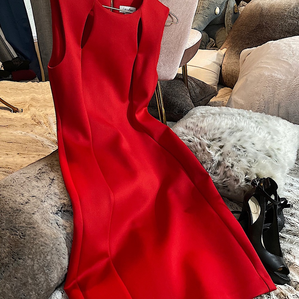 Calvin Klein red sleeveless dress